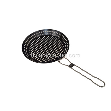 Non-Stick Round Grilling Wok na may Folding Handle